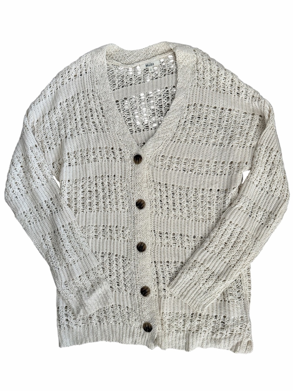 Mudd Crochet Button-Front Cardigan Sweater - Cream
